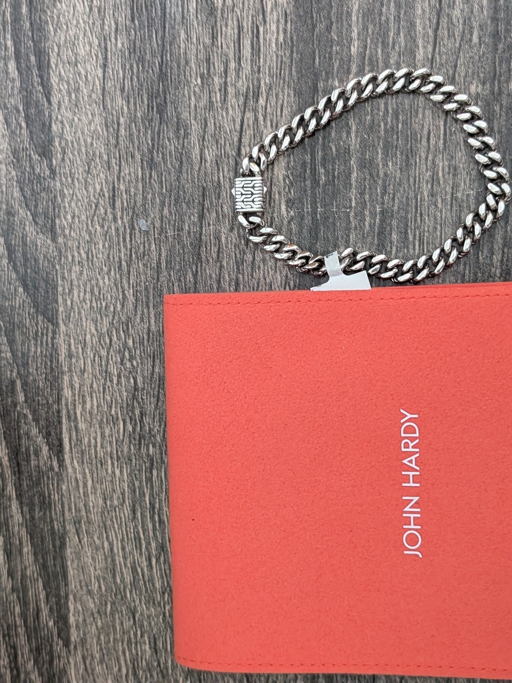 John Hardy Silver Cuban Link Bracelet with Branded Clasp